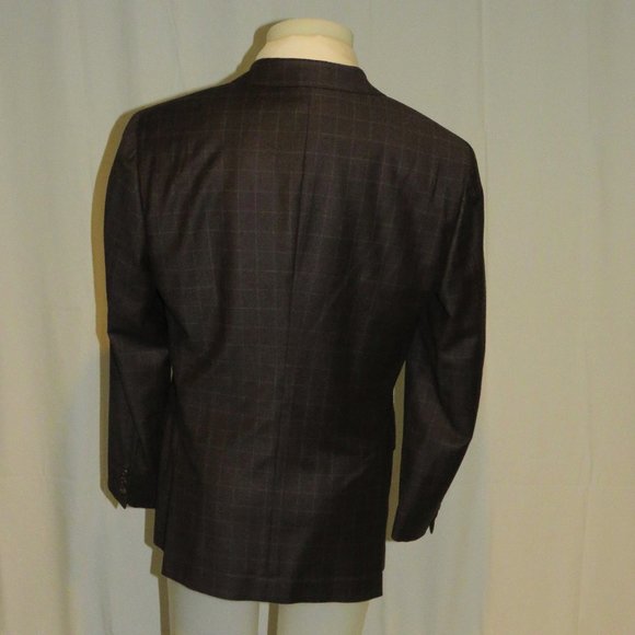 Brunello Cucinelli Brown Flannel Windowpane Double Breasted Blazer 40 NWT $2995 - Picture 8 of 12